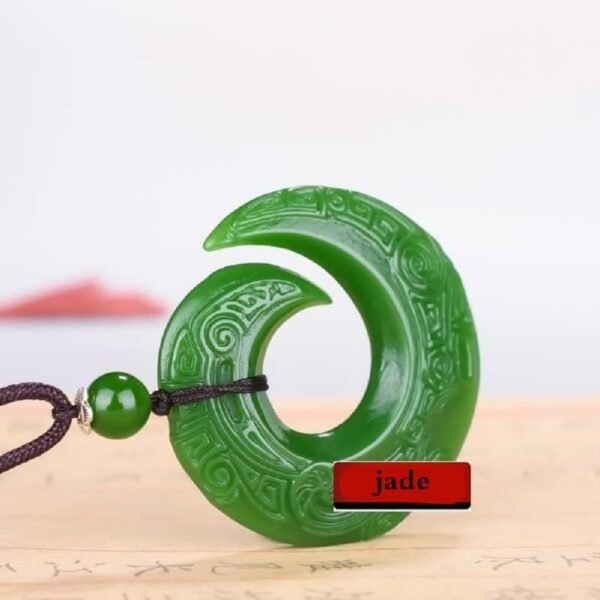 AINIFU Zelený Jade Drak – Jade prívesok náhrdelník s runami, ručne vyrezávaný šperk pre šťastie a ochranu - Image 3