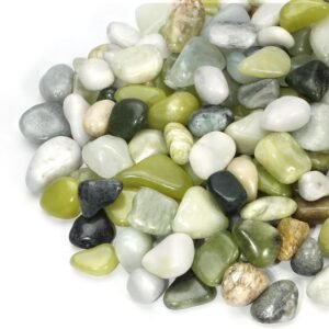 2,2 lb Jade kamienky – Leštené dekoratívne okruhliaky 1/2" pre izbové rastliny, vázy, bambus a záhradnú dekoráciu